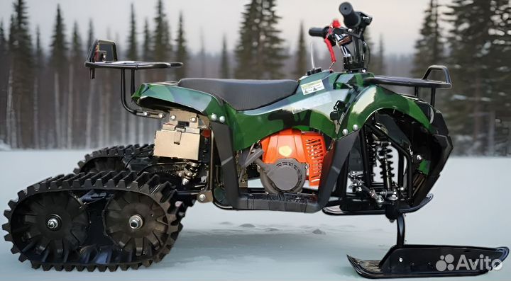 Квадроцикл-Снегоход Motax Mini-Grizlik Snow зеленый