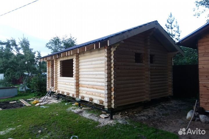 Сруб Бани 4.9x7.5м. с крыльцом и лагами из бревна
