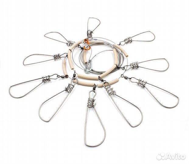 Кукан металл. трос 3,5 м, 10 карабинов на пружини