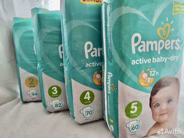 Подгузники Pampers active baby dry 2/3/4/5