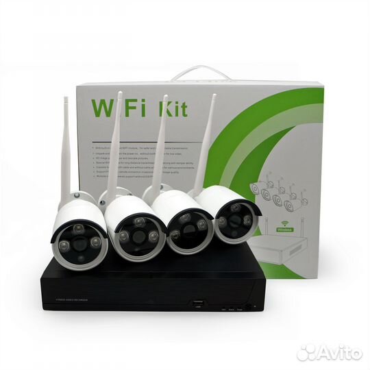 Топ видеонаблюдение 4 камеры ip wi-fi 5мп Комплект