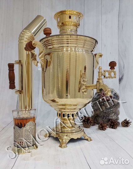 Самовар на дровах латунный (золото) Standart