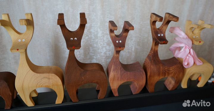 Олень деревянный рогатый