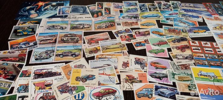Почтовые марки (авто, корабли, космос)