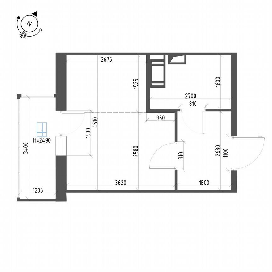Квартира-студия, 24,7 м², 8/12 эт.