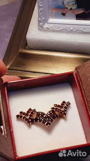 Комплект Чешские пиропы серебро позолота