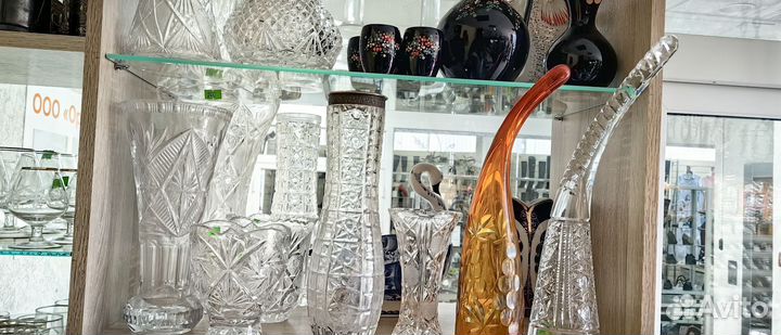 Посуда хрусталь. Вазы и другое