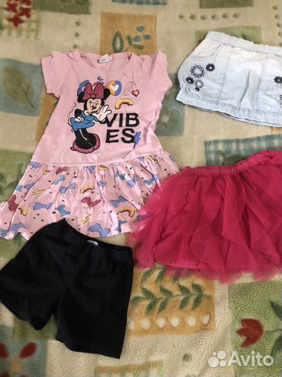 Юбочки, платье, шорты на девочку (пакетом)