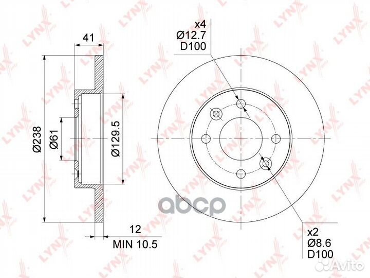 Диск тормозной перед прав/лев BN1417 lynxauto
