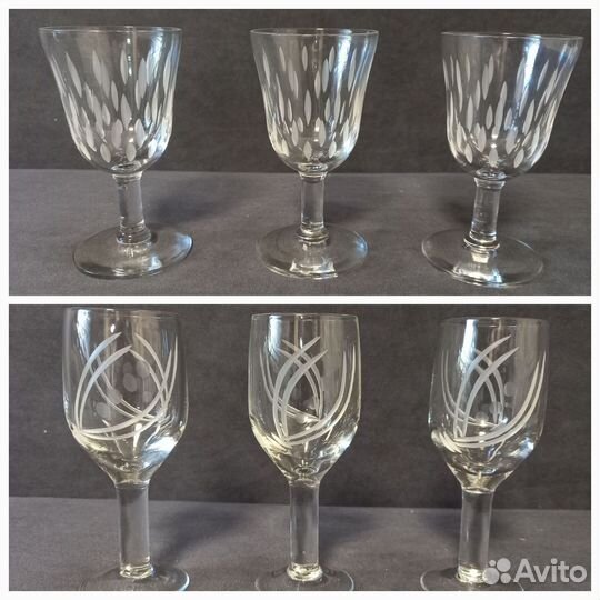 Рюмки советское стекло, алмазная гравировка