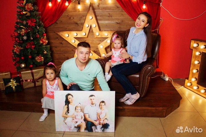 Портрет по фото на холсте на день рождения