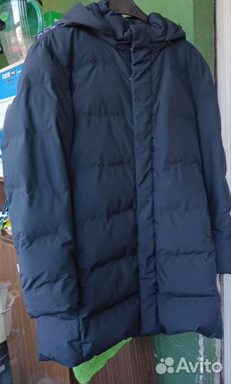 Uniqlo мужской пуховик т-синий L зимний теплый