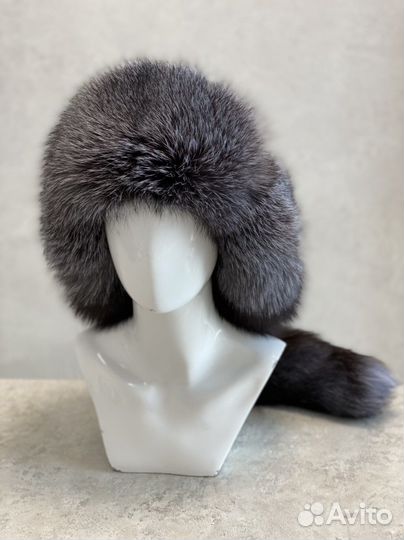 Шапка Малахай с хвостом чернобурка