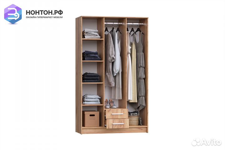 Шкаф Мартина 3-дверный графит / дуб крафт