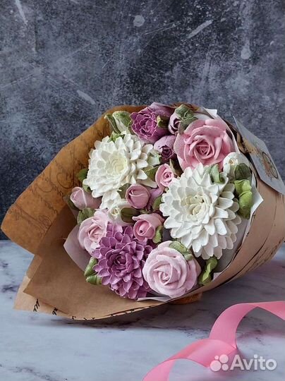 Съедобный букет из зефира. Зефирные цветы