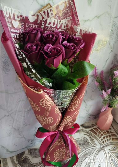 Букет из мыльных роз