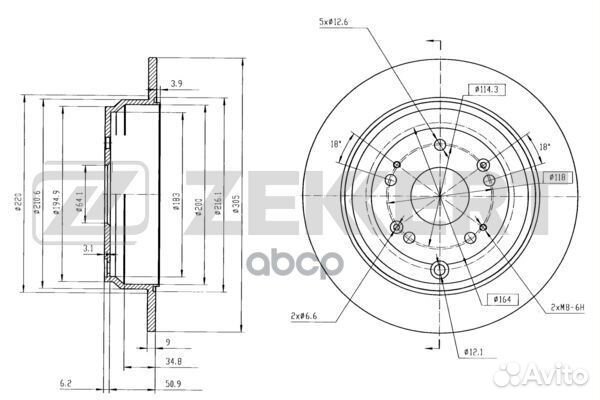 Диск тормозной зад. Acura RDX 12- Honda CR-V I