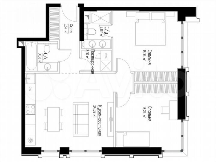 2-к. квартира, 66,1 м², 11/46 эт.