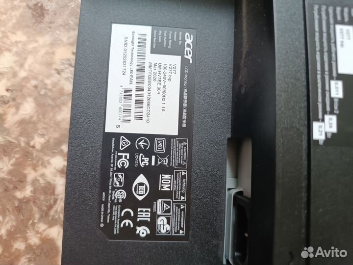 Монитор acer v277 на запчасти