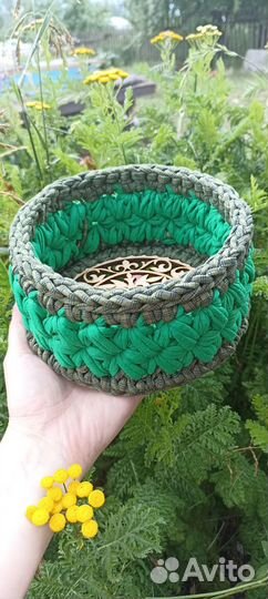 Корзинка из трикотажной пряжи