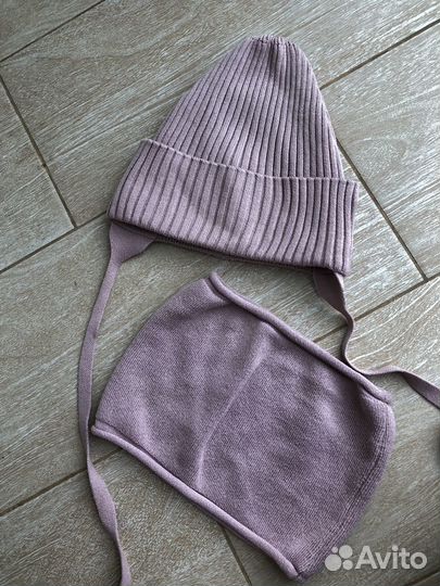 Комплект шапка и снуд для девочки. Цвет пудра