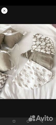 Бортики в кроватку, простыни для круглого матраца