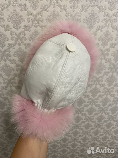 Детская шапка натуральная кожа натуральный писец
