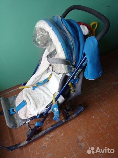 Детские санки коляска с колесами