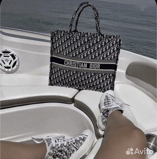 Сумка шопер Dior черная, на замке