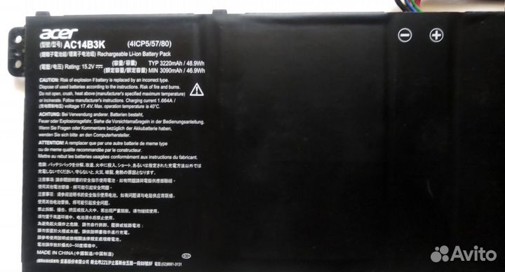 Оригинальный аккумулятор AC14B3K для ноутбука Acer