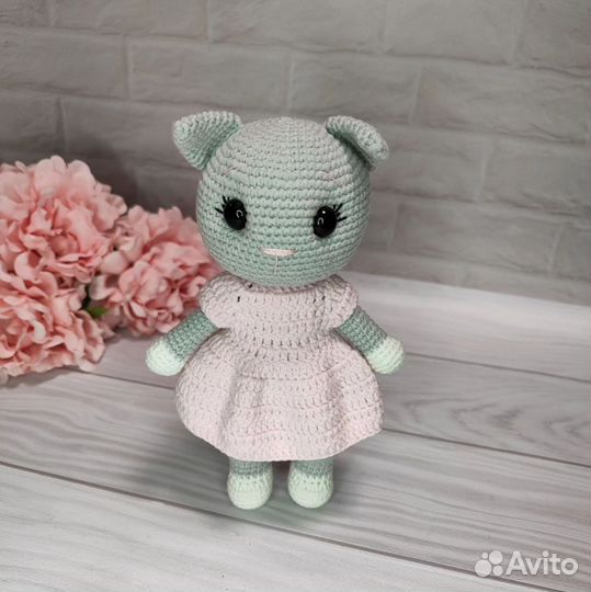 Вязаная игрушка из полухлопка Кошка Полли