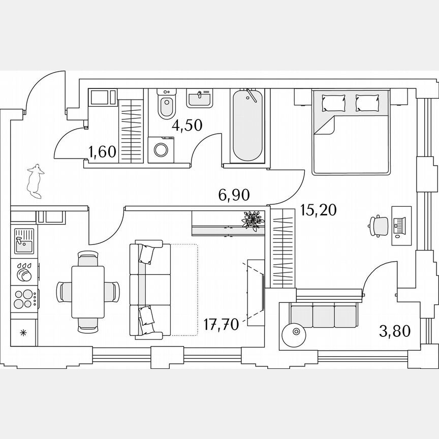1-к. квартира, 26,1 м², 11/13 эт.