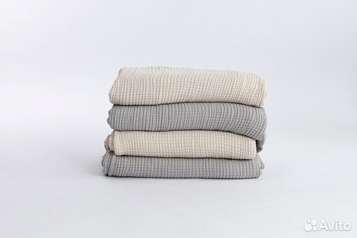 Плед новый покрывало муслиновый хлопок бежевый hm