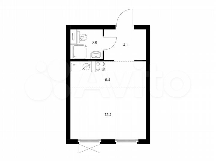 Квартира-студия, 25,4 м², 22/33 эт.