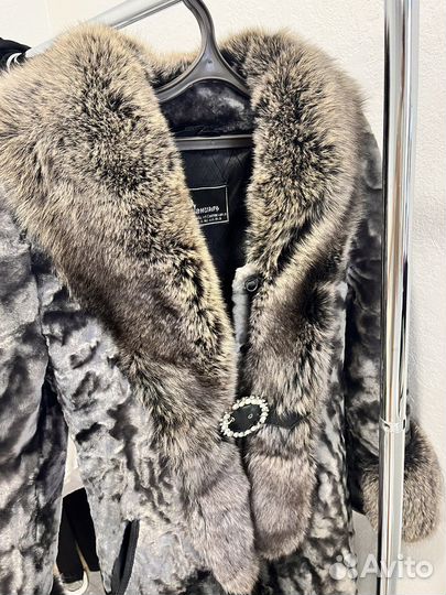 Шуба мутон песец