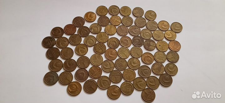 Монеты 1 коп 1990 года-70 штук
