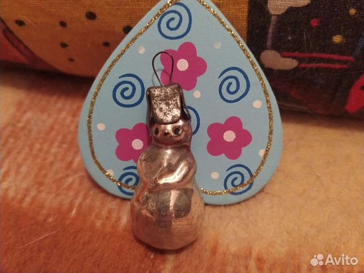 Советская старинная ёлочная игрушка Снеговичок