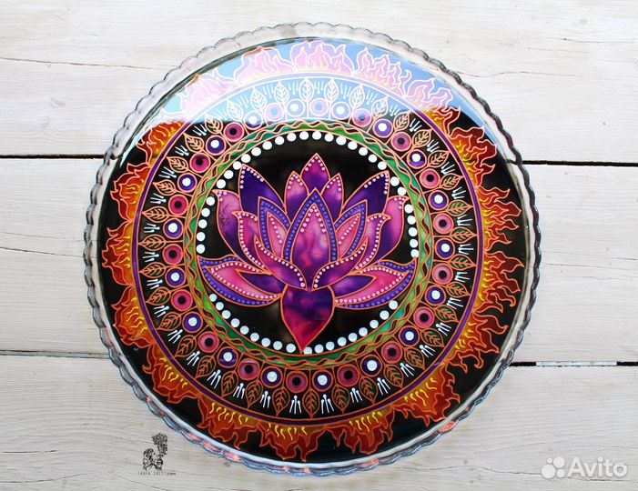 Тарелка обеденная - витраж Лотос