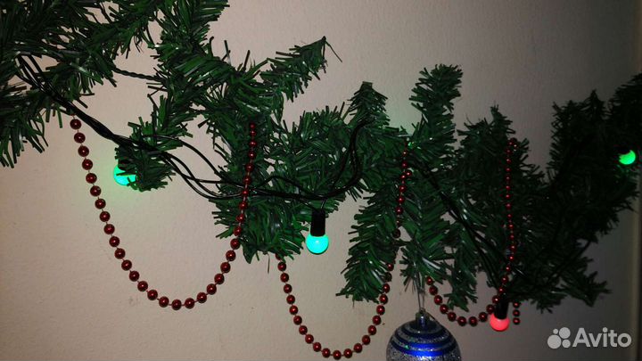 Новогодняя растяжка, венок с подсвечниками