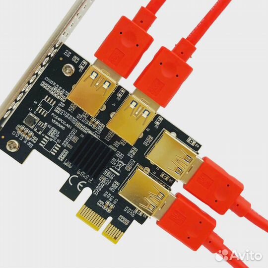 RiserCard PCI Express от1до4 USB3.0 Adapter HUB