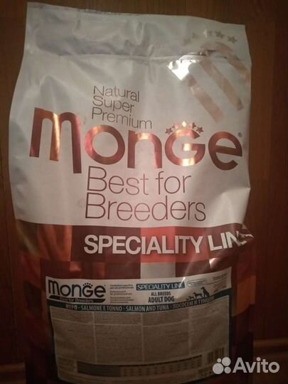 Корм monge 15кг гипоаллергенный лосось/тунец