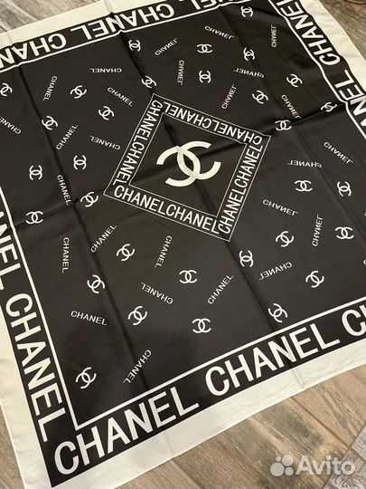 Шелковый платок Chanel черный новый