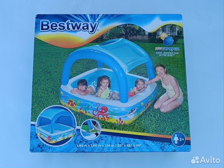Детский надувной бассейн bestway съёмный навес