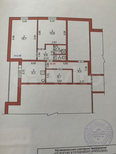 2-к. квартира, 38,2 м², 3/3 эт.