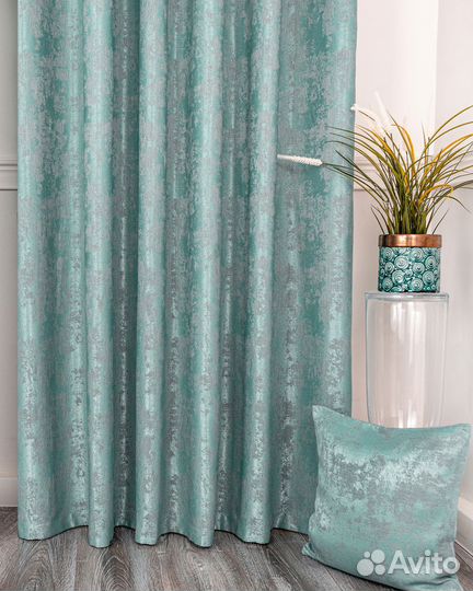 Портьеры мрамор Зарина Бирюза шторы