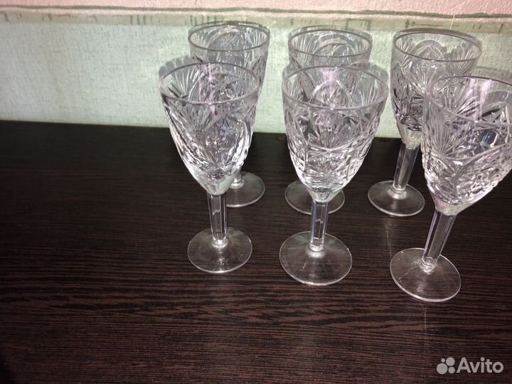 Хрустальные рюмки и бокалы СССР, 6шт