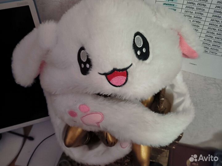 Светящаяся шапка зайчик с ушками и светошоу