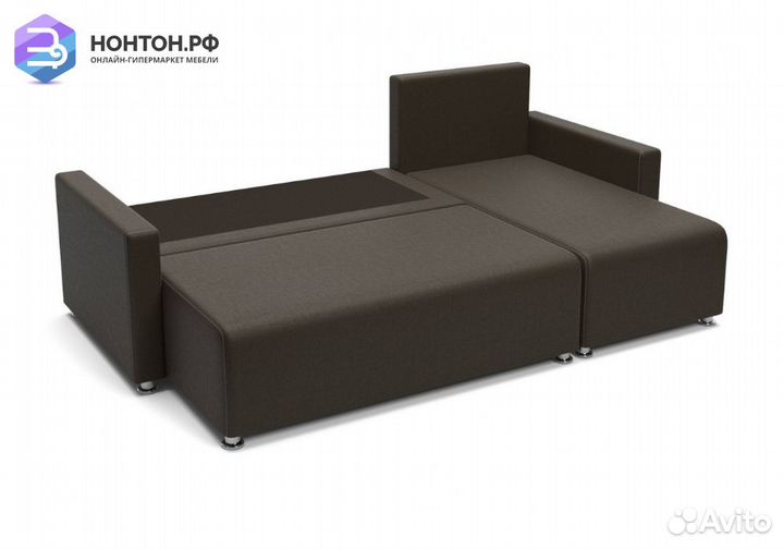 Диван угловой еврокнижка Челси 2 коричневый