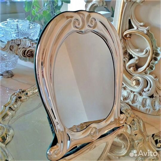 Большое посеребренное итальянское зеркало Италия