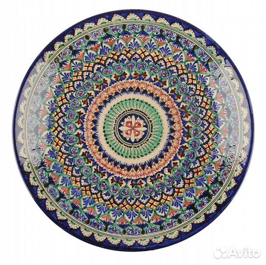 Блюдо Ляган Синий 1 шт, Глина, диаметр 42 см